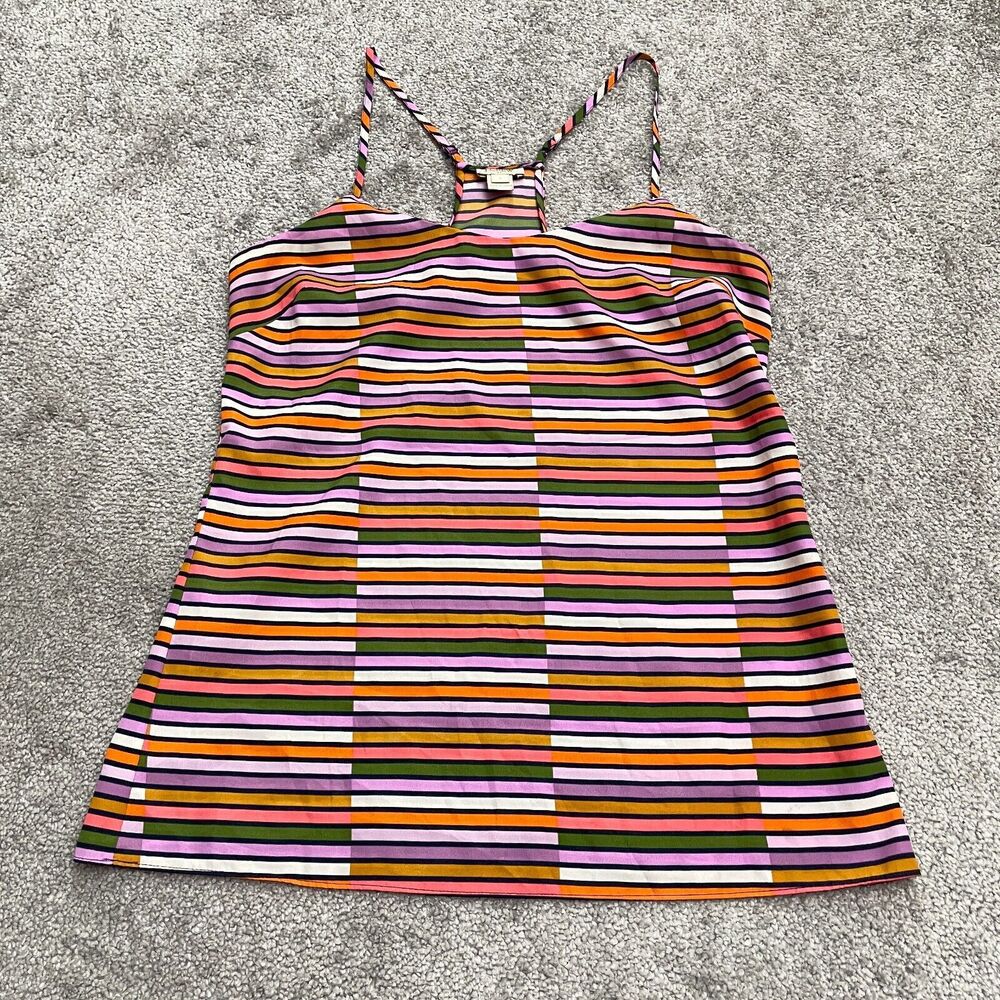 J.Crew Tank Top Blouse Womens 0 Multicolor Striped Racerback Casual Summer Beach